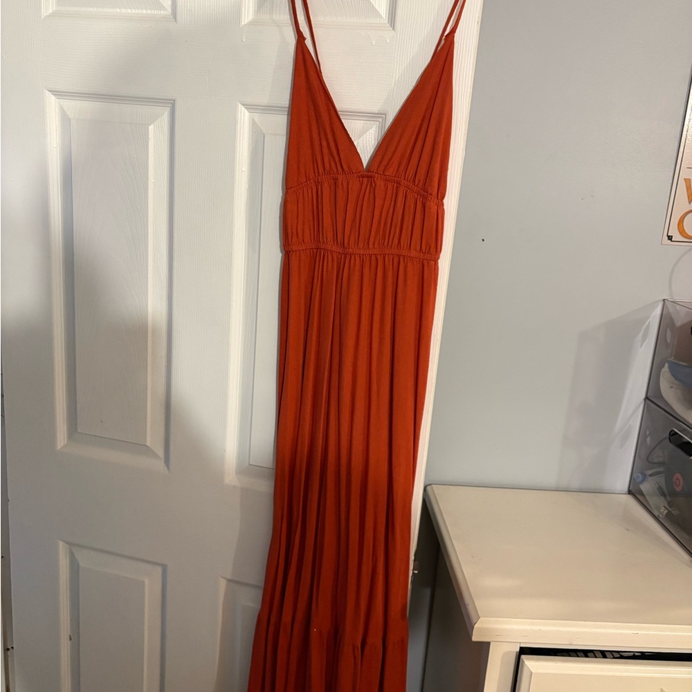 SHEIN Rust Red Spaghetti Strap Maxi Dress